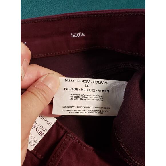 Gloria Vanderbilt Jeans Size 14 Womens Red Denim Pants Low Rise Slim Sadie NWT - Picture 5 of 14